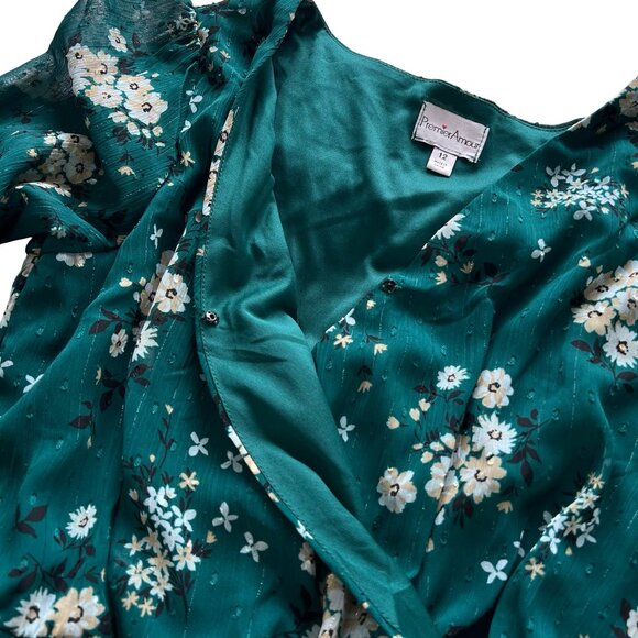 Green Floral Maxi Dress. Perfect Spring Outfit. Premier Amour Size 12. - Picture 6 of 12